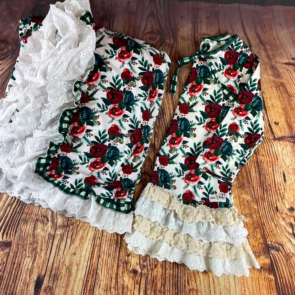 Mini Boho Christmas Gown + Blanket Set
